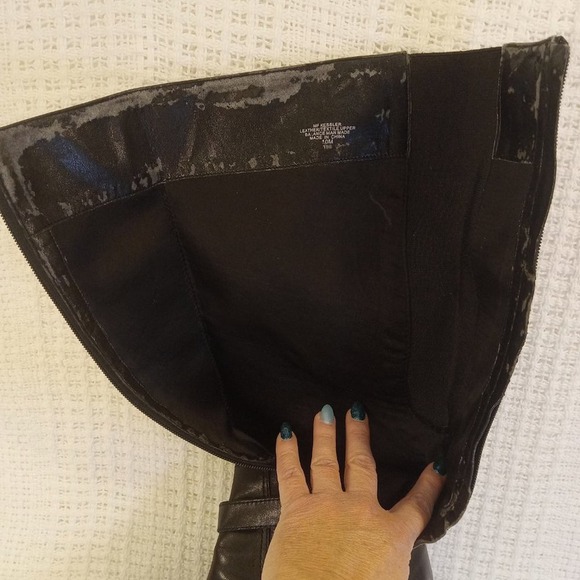 Marc Fisher Kessler Knee High Tall Black Leather Womens Boots Size 10 M Side Zip - Picture 8 of 12